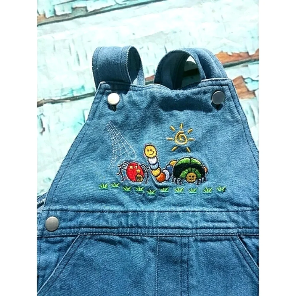🪲HP! Vintage | Denim Embellished Infant Spring Shortalls 6/9m